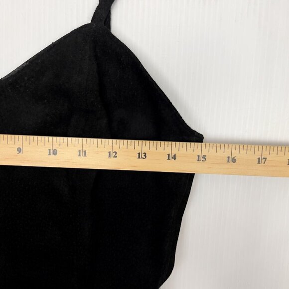 BAGATELLE Fitted Suede Leather VTG 90’s Minimalist Sheat Black Dress s 6 - Picture 5 of 8